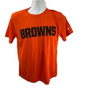 Cleveland Browns Shirt Mens Med Orange NFL Dri Fit Short Sleeve Athletic Cut